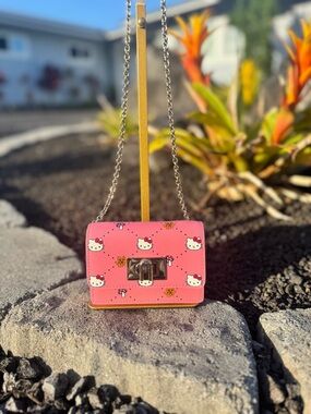 Hello Kitty x Furla Pink Mini Chain Crossbody Bag Leather Limited Edition